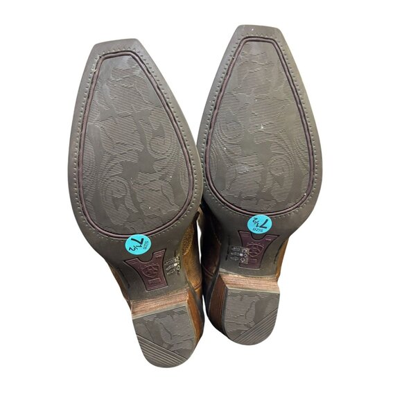 Ariat Western Brown Leather Boots Size 7.5 With Embroidered Floral Design - Picture 7 of 9